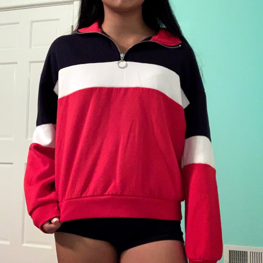 color blocked quarter zip sweater!